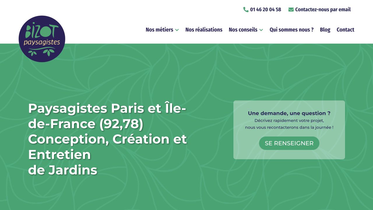 Capture du site de Bizot Paysagistes