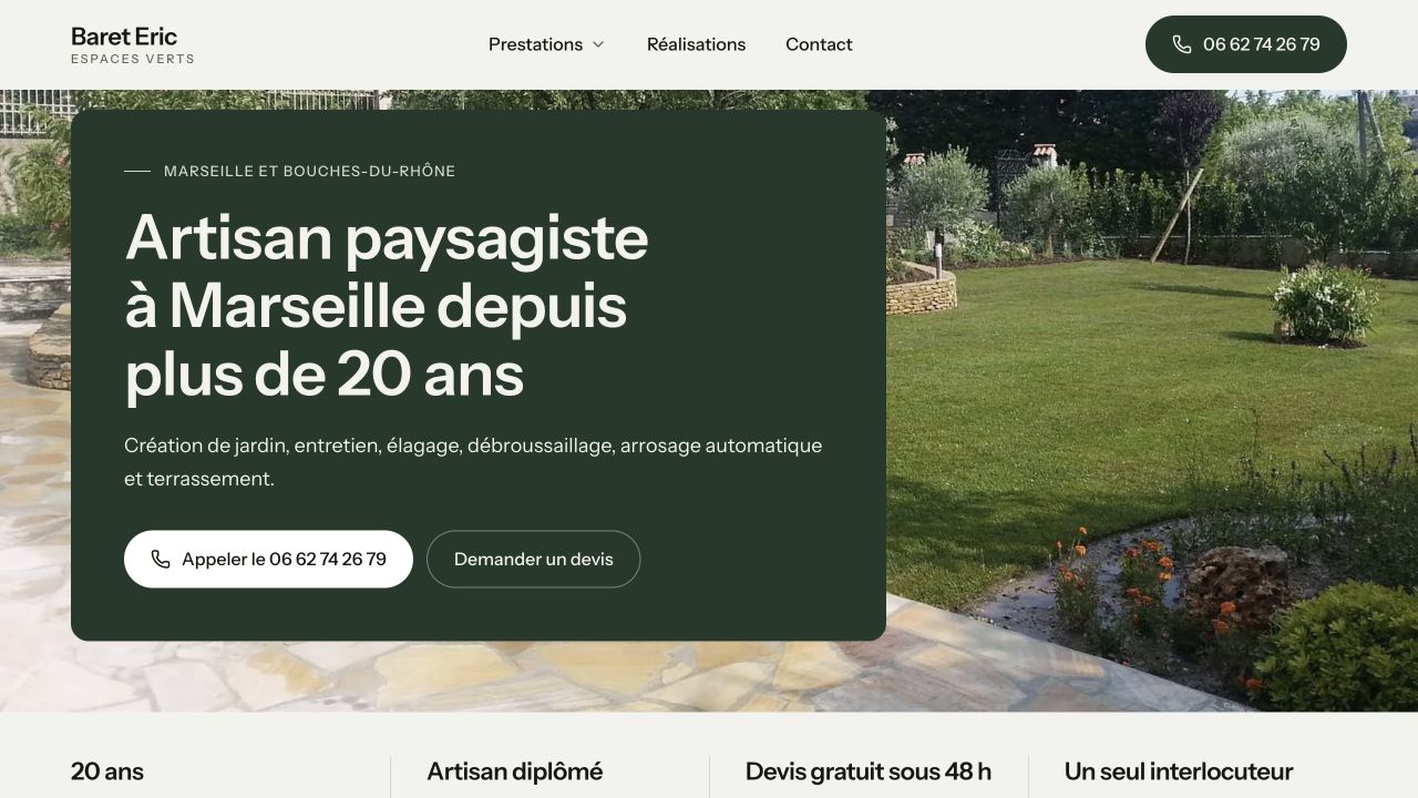 Capture du site de Baret Espaces Verts
