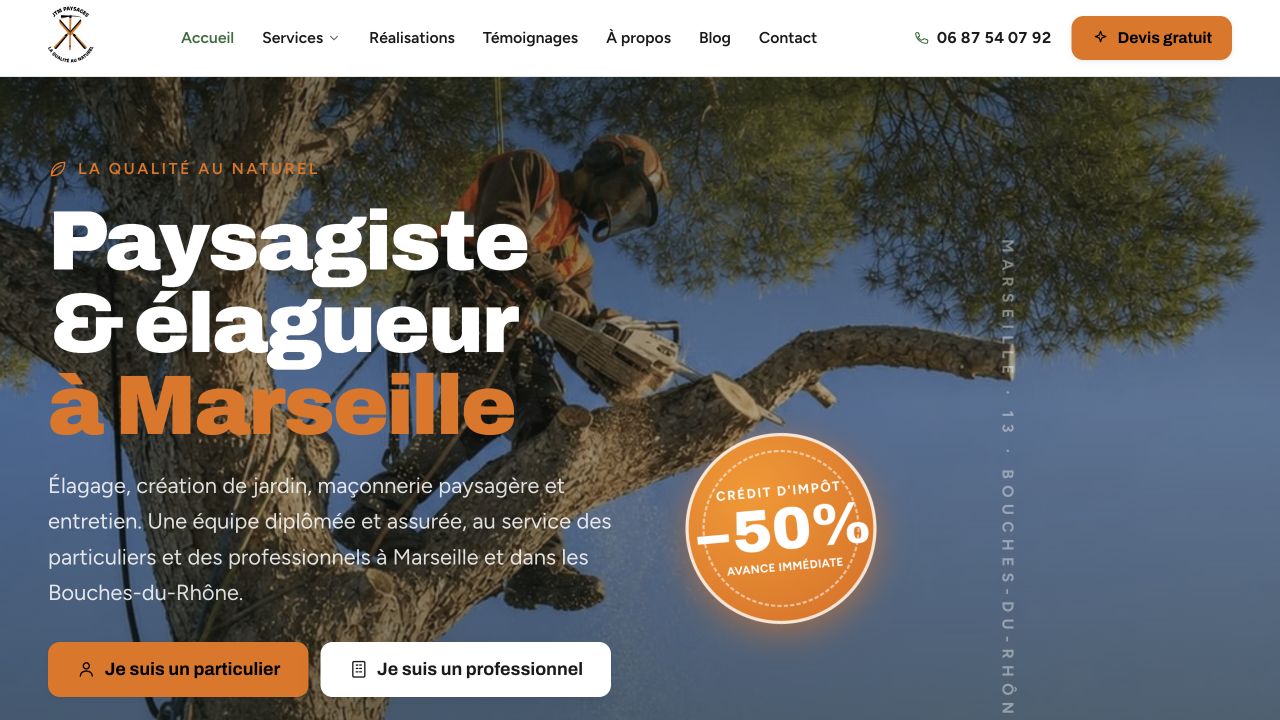 Capture du site de JTM Paysages