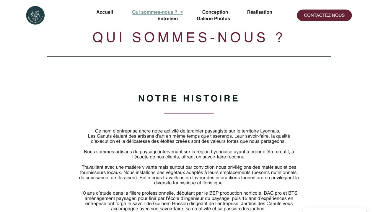 Capture du site de Jardins des Canuts